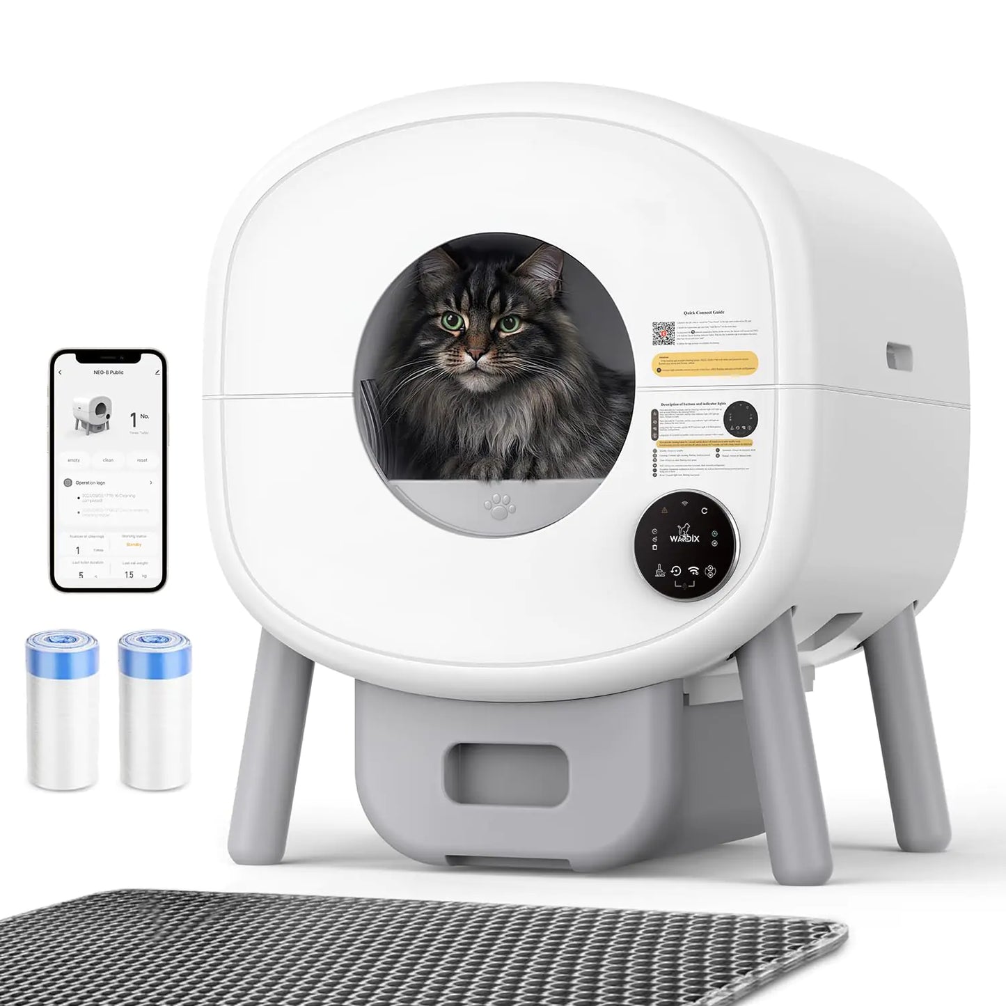 Self Cleaning Litter Box - 65L Automatic Cat Litter Box Smart Self Cleaning Litter Box for Multiple Cats with APP Control Arenero para Gatos Autolimpiable - NEO-1-65